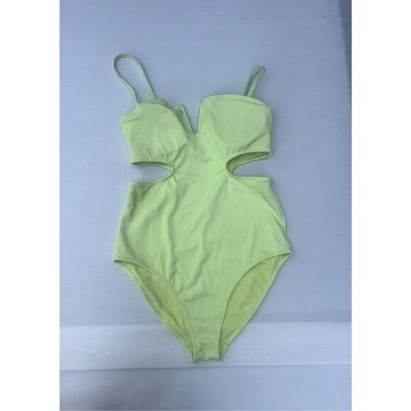 Aerie Shine Pique V Wire Cut Out One Piece Swimsuit size Large - Picture 5 of 7